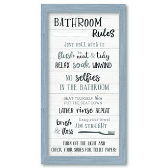 COURTSIDE MARKET Bathroom Rules Framed Canvas Wall Art