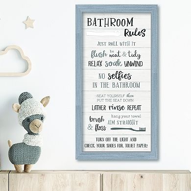 COURTSIDE MARKET Bathroom Rules Framed Canvas Wall Art