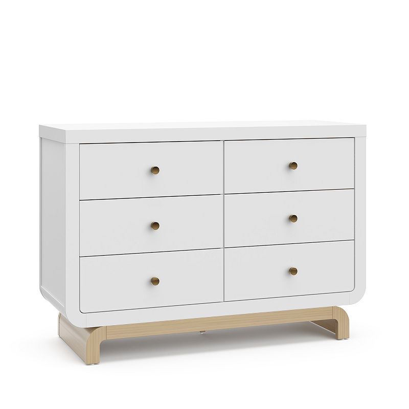 Storkcraft Santorini Driftwood Base 6-Drawer Dresser, White Brown