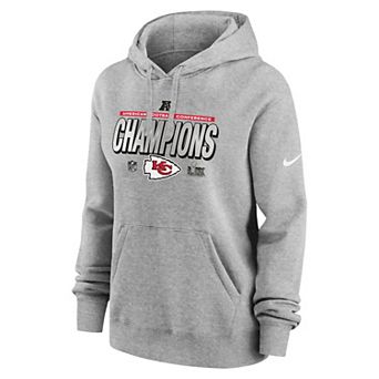 Women's Nike Kansas City Chiefs 2024 AFC Champions Locker Room Trophy Collection Club Fleece Pullover Hoodie