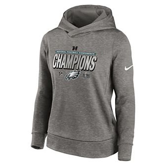 Women's Nike Philadelphia Eagles 2024 NFC Champions Locker Room Trophy Collection Club Fleece Pullover Hoodie