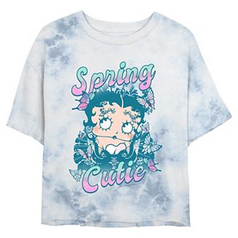 Juniors' Betty Boop Spring Cutie Cropped Graphic Tee