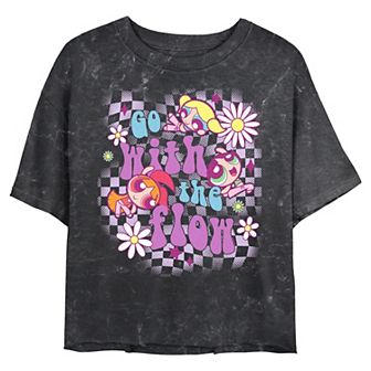Juniors' The Powerpuff Girls Go With The Flow Cropped Graphic Tee