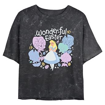 Disney's Alice In Wonderland Wonderful Easter Juniors' Cropped Graphic Tee