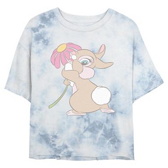 Disney's Bambi Thumper Hugging Flower Juniors' Cropped Graphic Tee