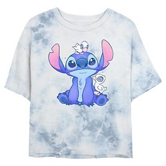 Disney's Lilo & Stitch Cute Ducklings Hanging With Stitch Juniors' Cropped Graphic Tee