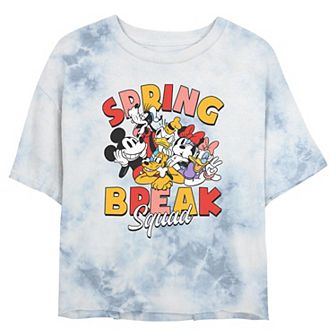 Disney's Mickey Mouse & Friends Spring Break Squad Juniors' Cropped Graphic Tee