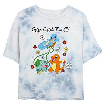 Juniors' Pokemon Gotta Catch 'Em All Starter Group Cropped Graphic Tee