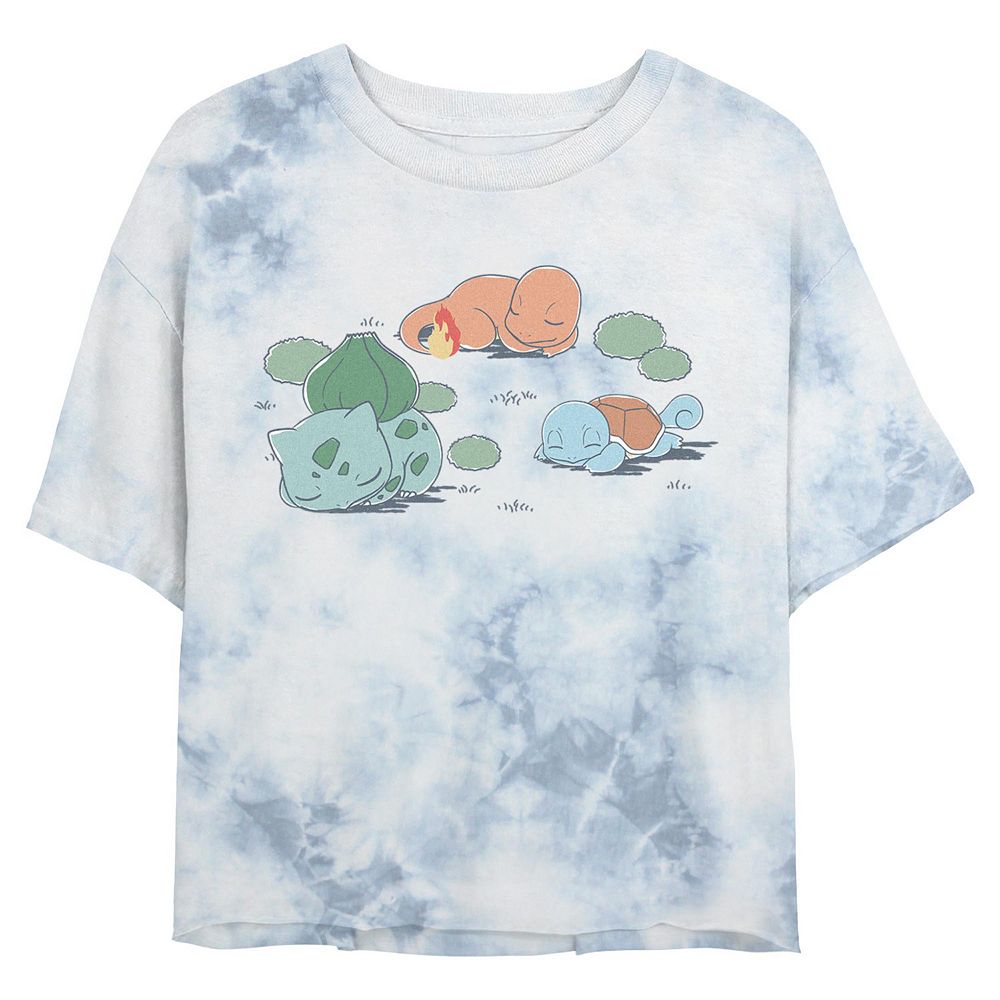 Juniors' Pokemon Characters Taking A Nap Cropped Graphic Tee