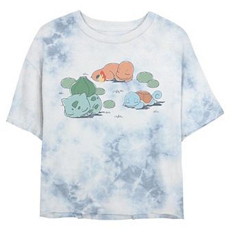 Juniors' Pokemon Characters Taking A Nap Cropped Graphic Tee