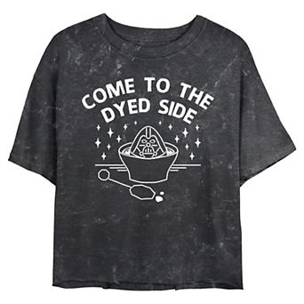 Juniors' Star Wars Darth Vader Easter Egg Come To The Dyed Side Cropped Graphic Tee