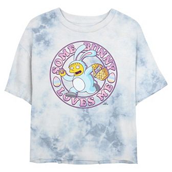 Juniors' The Simpsons Ralph Some Bunny Loves Me Cropped Graphic Tee