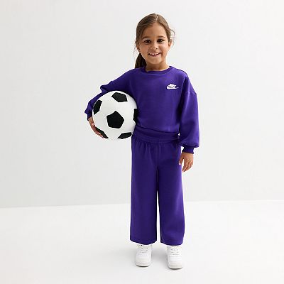 Baby Toddler Girls Nike Crewneck Wide Leg Pants 2-Piece Set