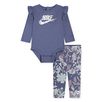 Baby Girls Nike Bodysuit & Floral Printed Dri-FIT Leggings 2 pc Set