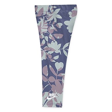 Baby Girls Nike Bodysuit & Floral Printed Dri-FIT Leggings 2-Piece Set