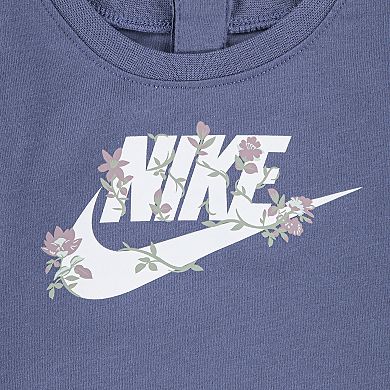 Baby Girls Nike Bodysuit & Floral Printed Dri-FIT Leggings 2-Piece Set