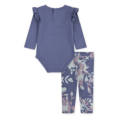 Baby Girls Nike Bodysuit & Floral Printed Dri-FIT Leggings 2-Piece Set