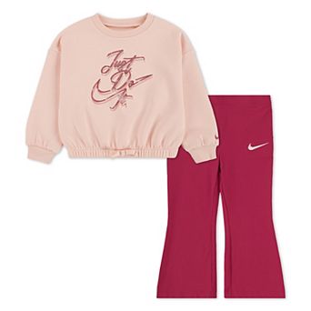 Baby & Toddler Girls Nike Swoosh On Pointe "Just Do It." Sweatshirt & Flared Leggings 2 pc Set