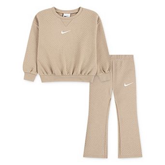 Baby & Toddler Girls Nike Diamond Jacquard Crewneck Sweatshirt & Flared Leggings 2 pc Set