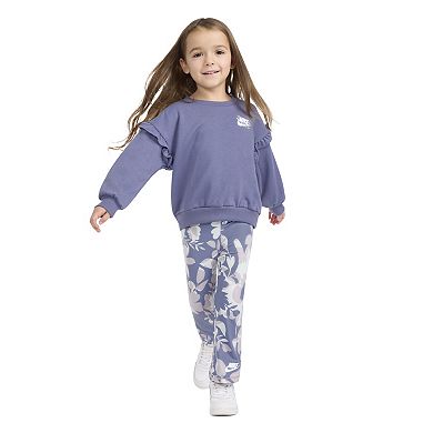 Baby & Toddler Girls Nike Flutter Sleeve Crewneck Sweatshirt & Dri-FIT Flared Leggings 2-Piece Set