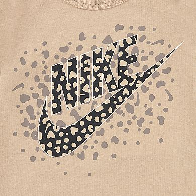 Baby Girls Nike Long Sleeve Animal Print Bodysuit & Velour Flared Leggings 2-Piece Set