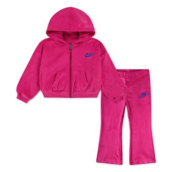 Baby & Toddler Girls Nike Velour Flare Leggings & Hoodie 2 pc Set