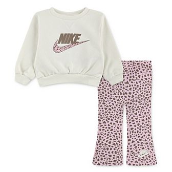 Baby & Toddler Girls Nike Wild Warmth Sweatshirt & All-Over Print Flared Legging 2 pc Set
