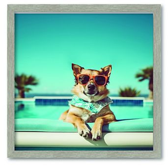 COURTSIDE MARKET Pup By The Pool Framed Canvas Wall Art