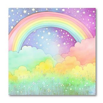 COURTSIDE MARKET Happy Rainbow-Star Framed Canvas Wall Art