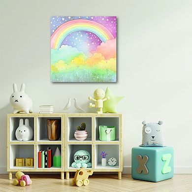COURTSIDE MARKET Happy Rainbow-Star Framed Canvas Wall Art