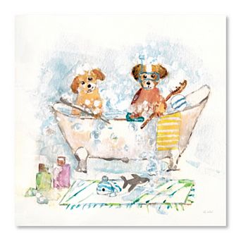COURTSIDE MARKET Bathtime Puppies III Framed Canvas Wall Art