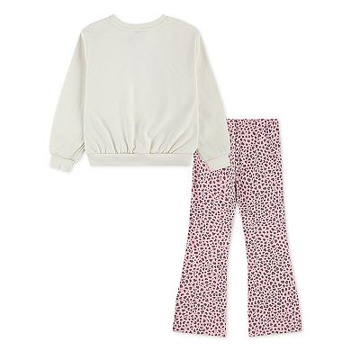 Girls 4-6x Nike Wild Warmth Crewneck Sweatshirt & Animal Print Flared Leggings 2-Piece Set