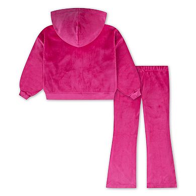 Girls 4-6x Nike Velour Zip Up Hoodie & Flared Leggings 2-Piece Set