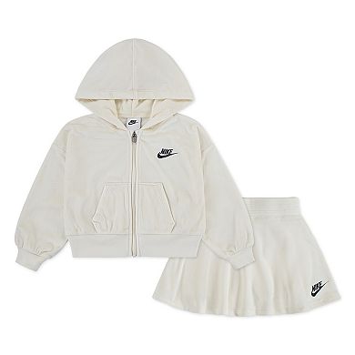 Girls 4-6x Nike Velour Zip Up Hoodie & Skort 2-Piece Set