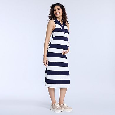 Maternity Motherhood® Sleeveless Polo Midi Dress
