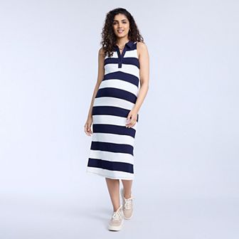 Maternity Motherhood® Sleeveless Polo Midi Dress