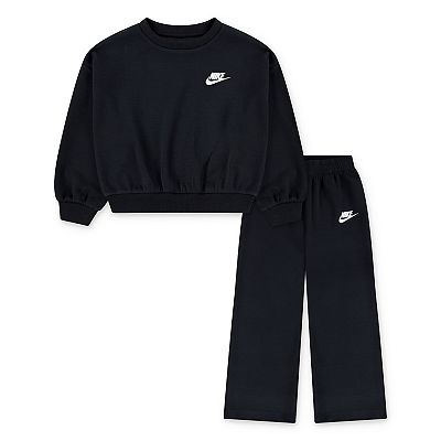 Girls 4-6x Nike Crewneck Sweatshirt Wide Leg Pants 2-Piece Set
