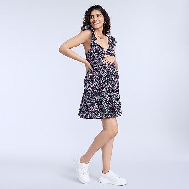 Maternity Motherhood® Short Flutter Sleeve Tiered Dress