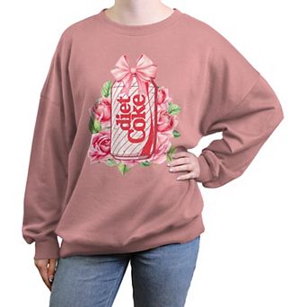 Juniors' Coca-Cola Diet Coke Bow And Roses Oversized Graphic Pullover