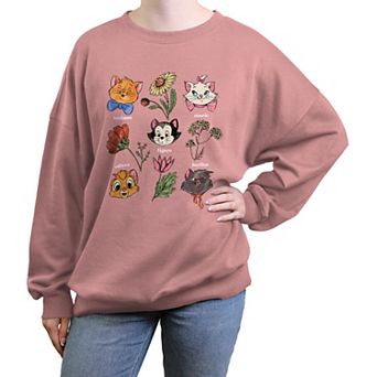 Disney's Botanical Kittens Juniors' Oversized Graphic Pullover
