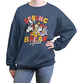 Disney's Mickey Mouse & Friends Spring Break Squad Juniors' Oversized Graphic Pullover
