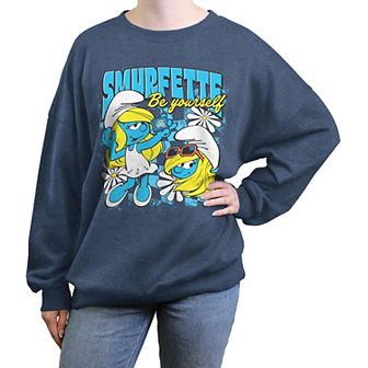 Juniors' Smurfs Smurfette Be Yourself Oversized Graphic Pullover