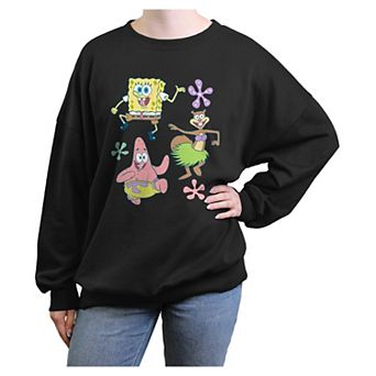Juniors' Nickelodeon SpongeBob SquarePants And Friends Dancing Oversized Graphic Pullover
