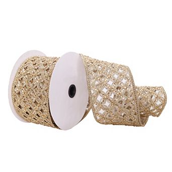 Vickerman 3.5" x 5 Yards Jewel Cut-Out Wired Edge Christmas Ribbon