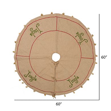 Vickerman 60" Burlap Jingle Christmas Tree Skirt