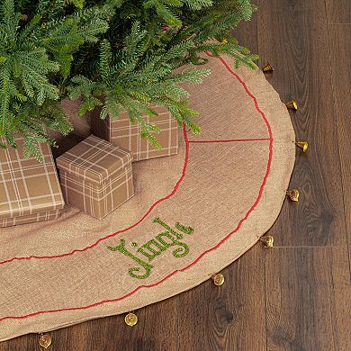 Vickerman 60" Burlap Jingle Christmas Tree Skirt