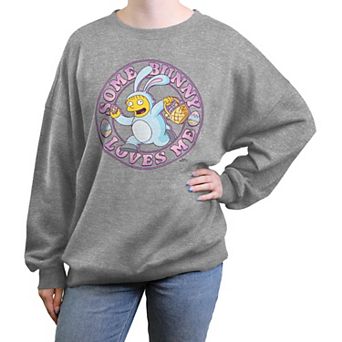 Juniors' The Simpsons Ralph Some Bunny Loves Me Oversized Graphic Pullover