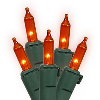 Vickerman 100 Amber Mini Christmas Lights with Green Wire