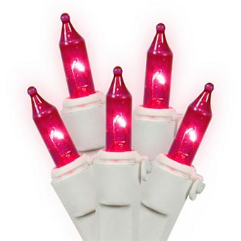 Vickerman 100 Pink Mini Christmas Lights with White Wire