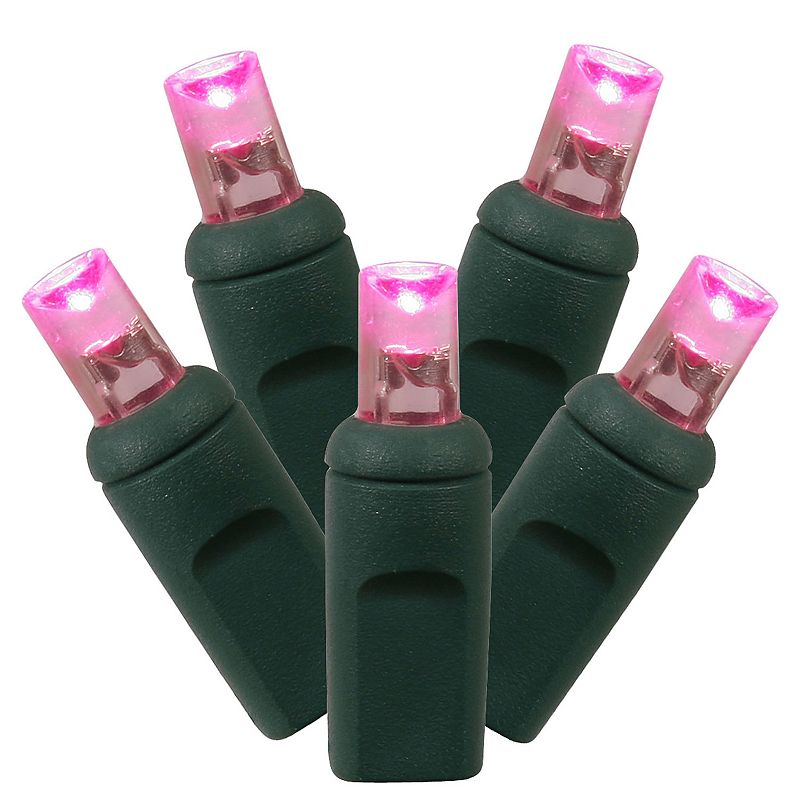 Vickerman 100-Light Pink Wide Angle LED Light Strand - 50' Christmas, Multi
